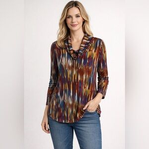 PURE ESSENCE Colorful Striped Women's top - made in Canada NWT